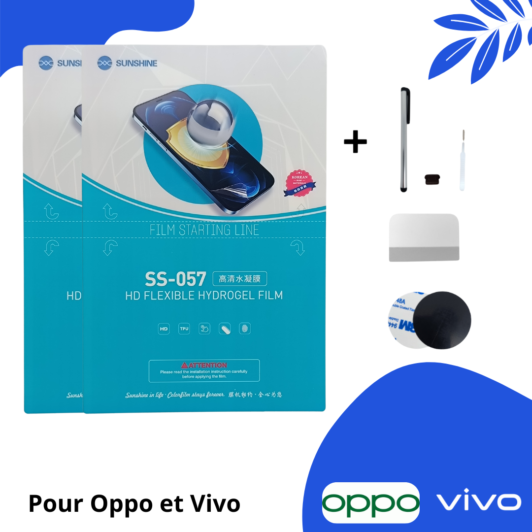 Protection d'écran, film hydrogel, film hydrogel téléphone, Pur vivo, Pour Oppo. pack de 2